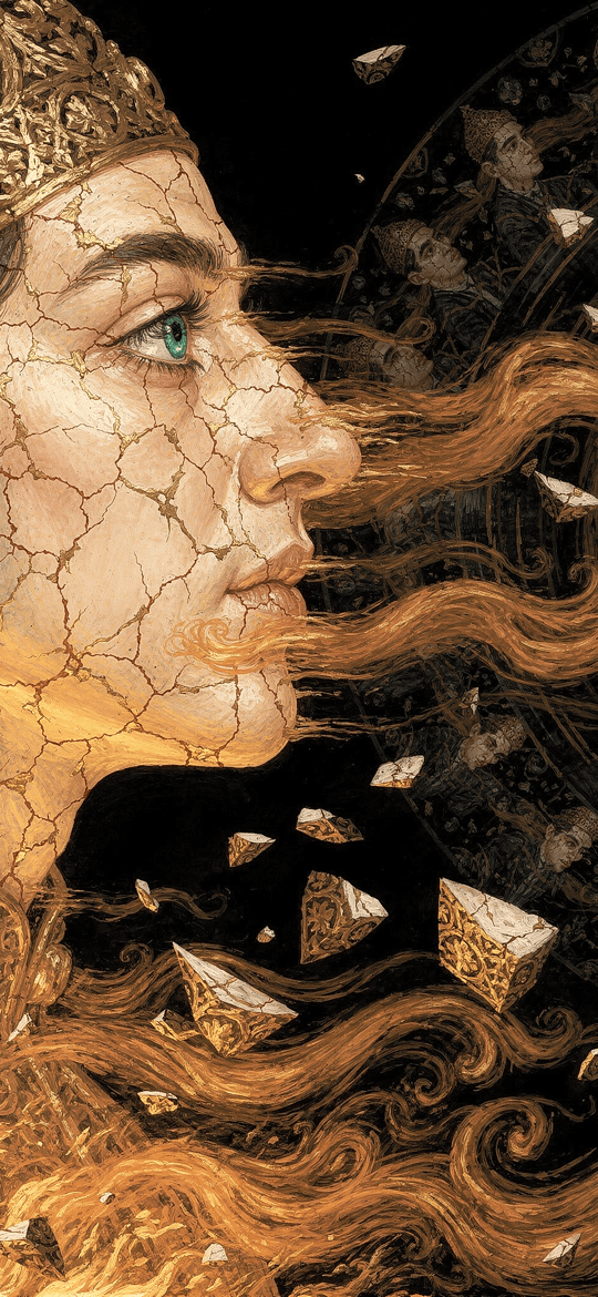 Cracked Golden King with Hair Vortex