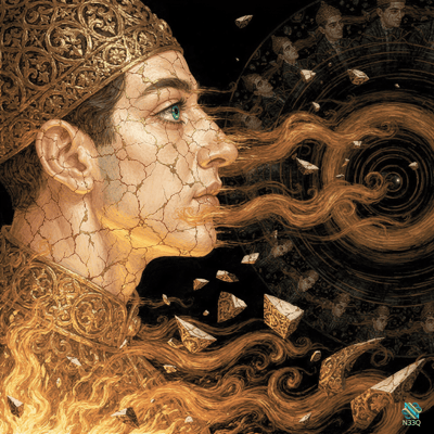 Cracked Golden King with Hair Vortex