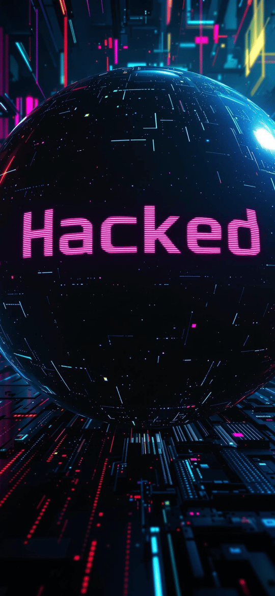 Hacked Sphere in Neon Cyberpunk City