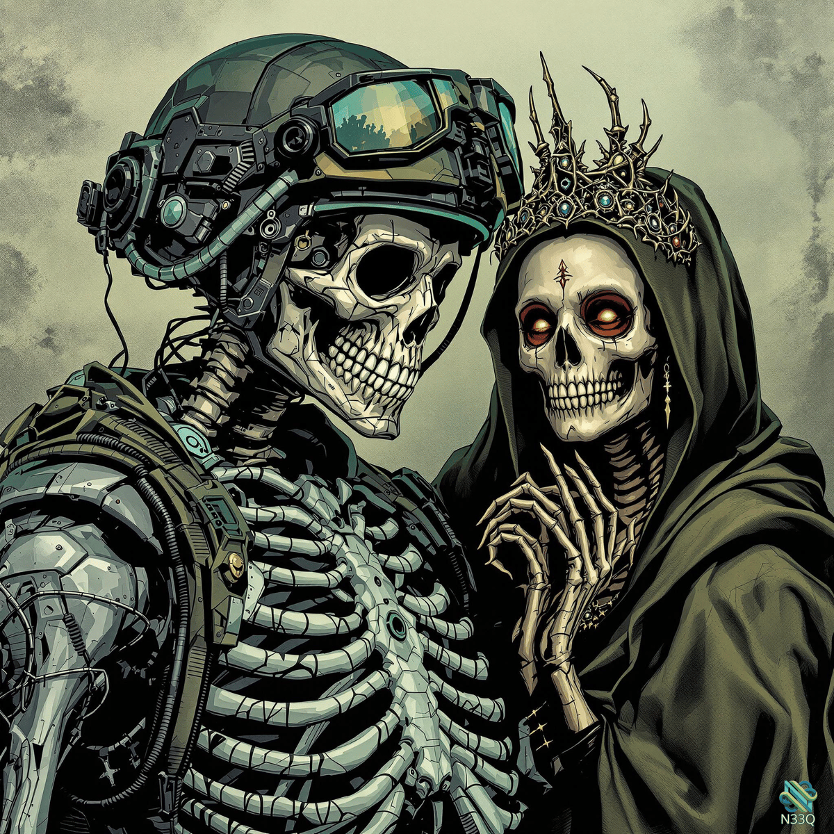 Cyborg Skeleton and Crowned Reaper