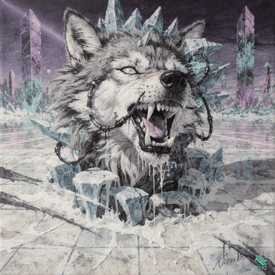Snarling Wolf in Crystal Ice Ruins