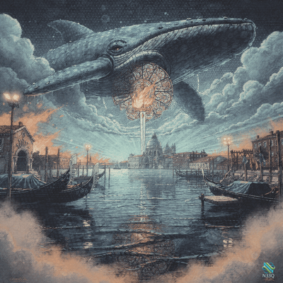 Giant Whale Floating Over Venice Canal