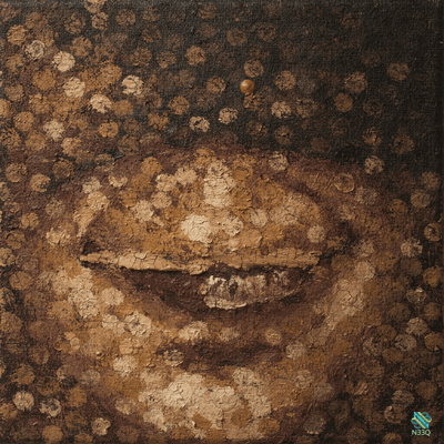 Close-Up Smile Painted in Gold and Brown Dots