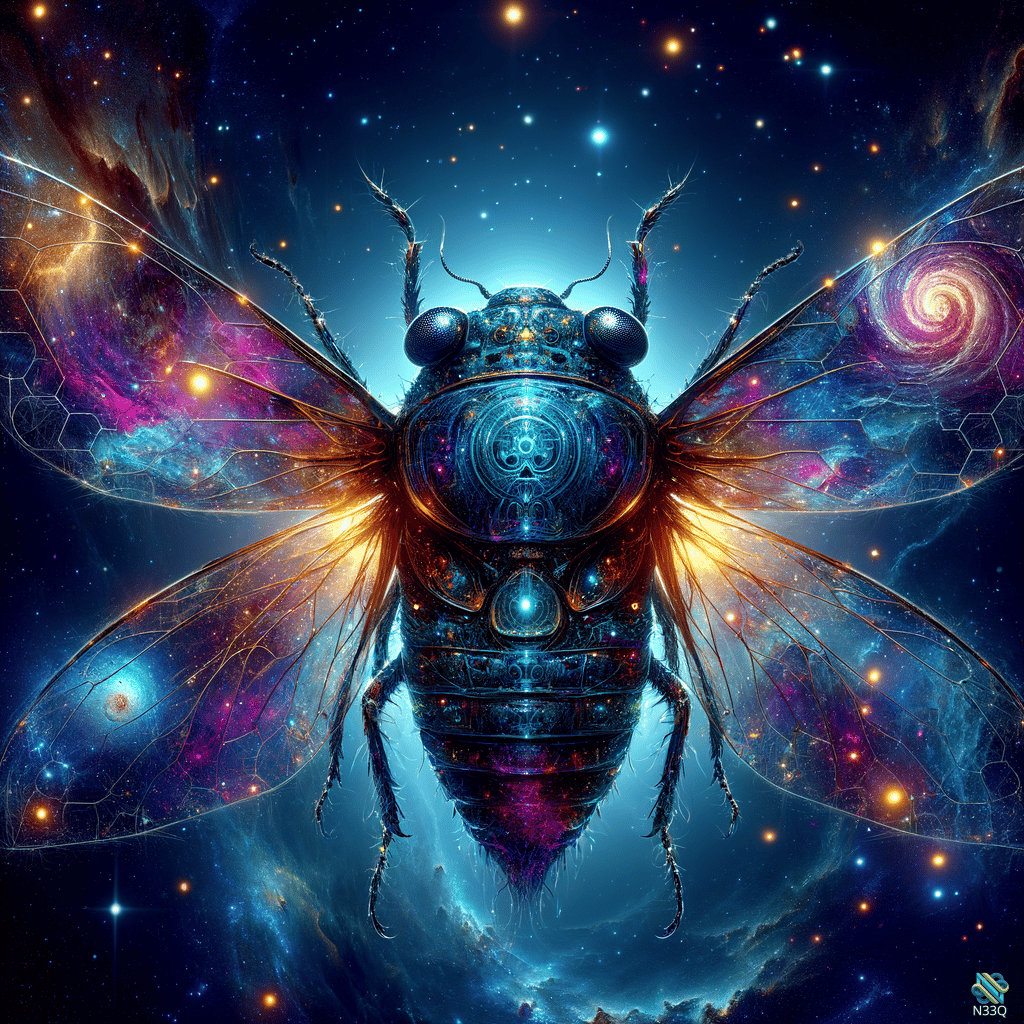 Cosmic Cicada with Nebula Wings in Space