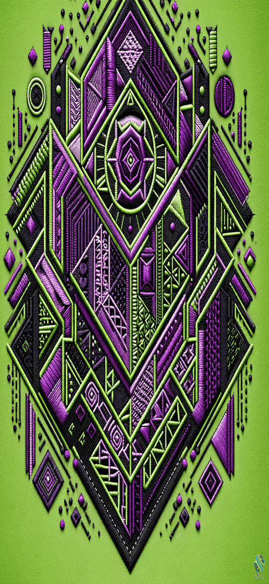 Purple Neon Geometric Mandala Embroidery