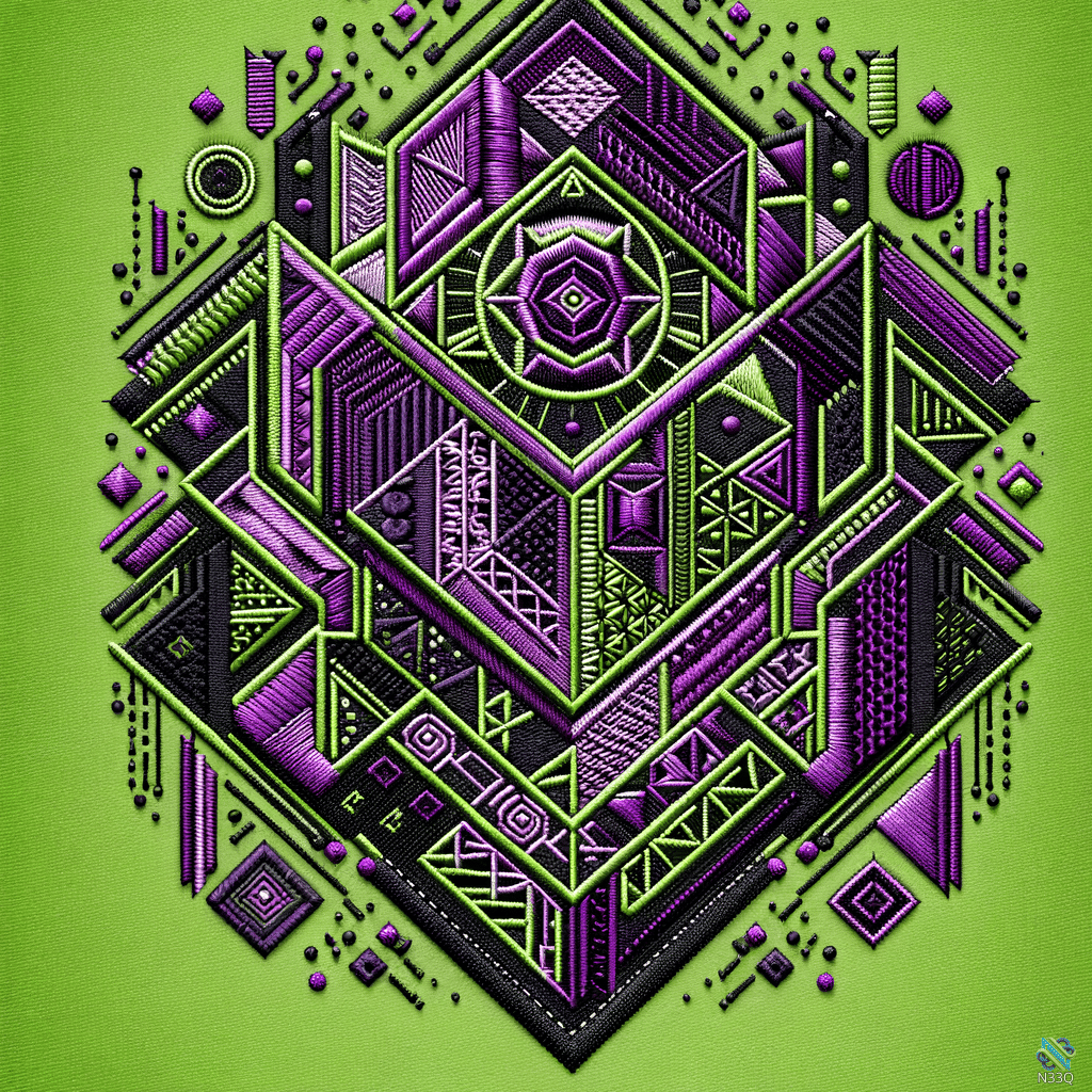 Purple Neon Geometric Mandala Embroidery