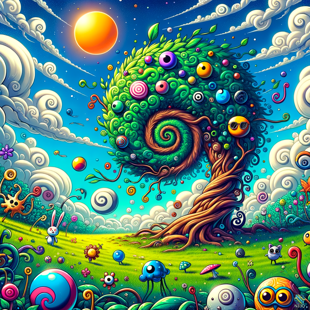 Spiral Tree with Colorful Orbs