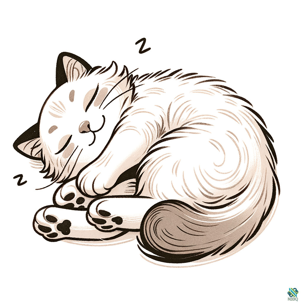 Curled Up Sleeping White Cat