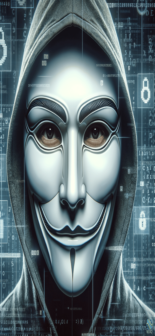Hooded Figure in Silver Guy Fawkes Mask