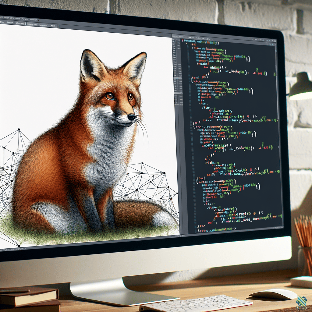 Red Fox Illustration Beside Programming Code