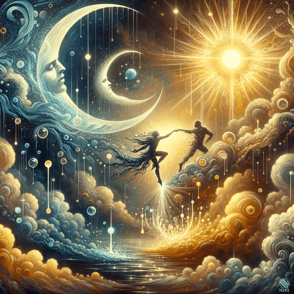 Dancers Leaping Between Sun and Moon