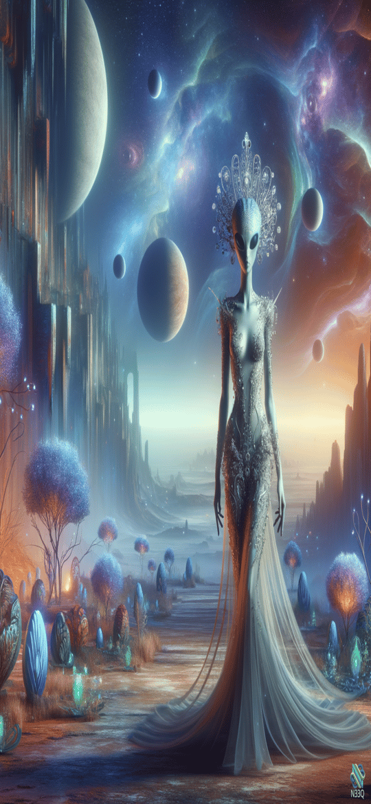 Alien Queen in Cosmic Landscape