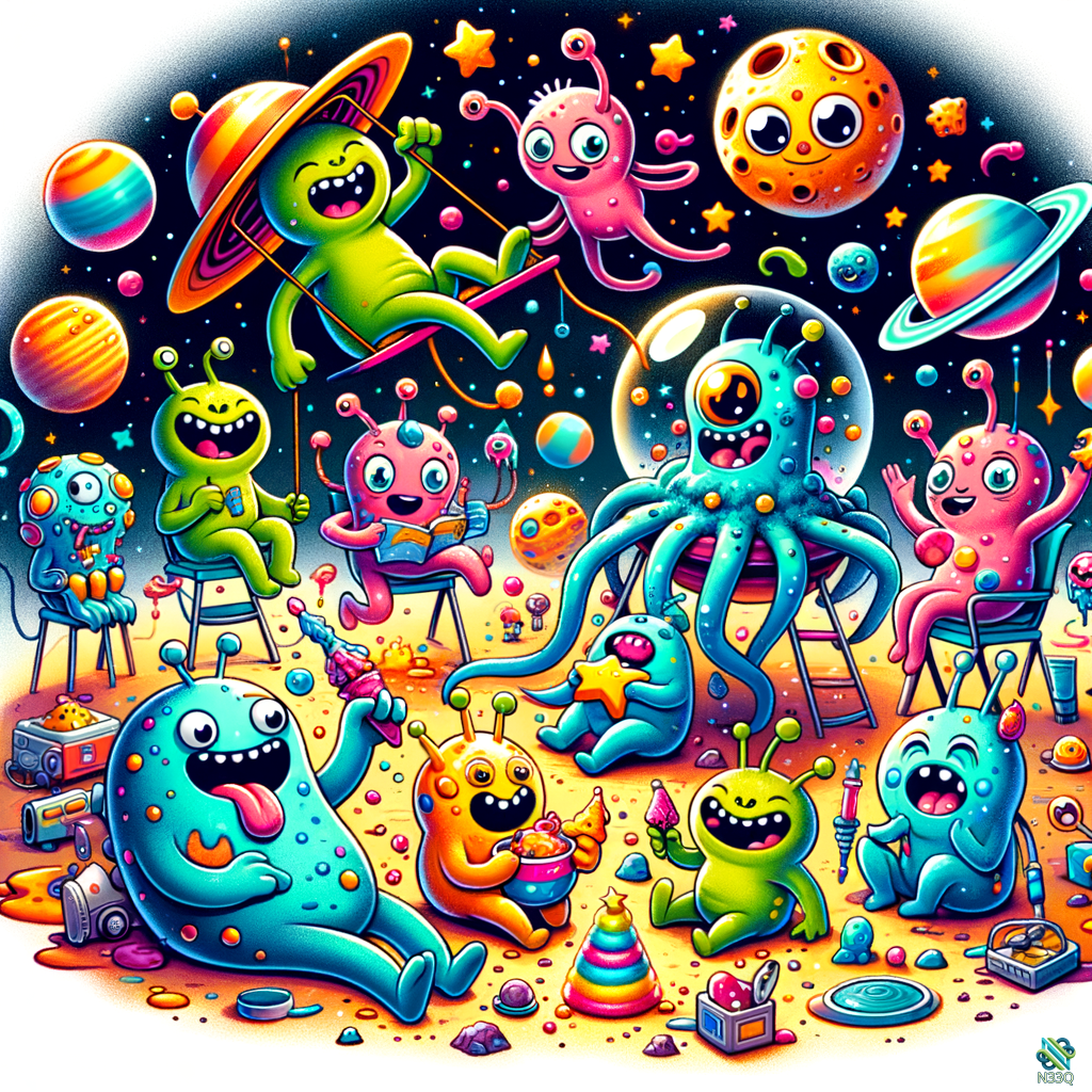Cute Aliens Playing at Cosmic Playground