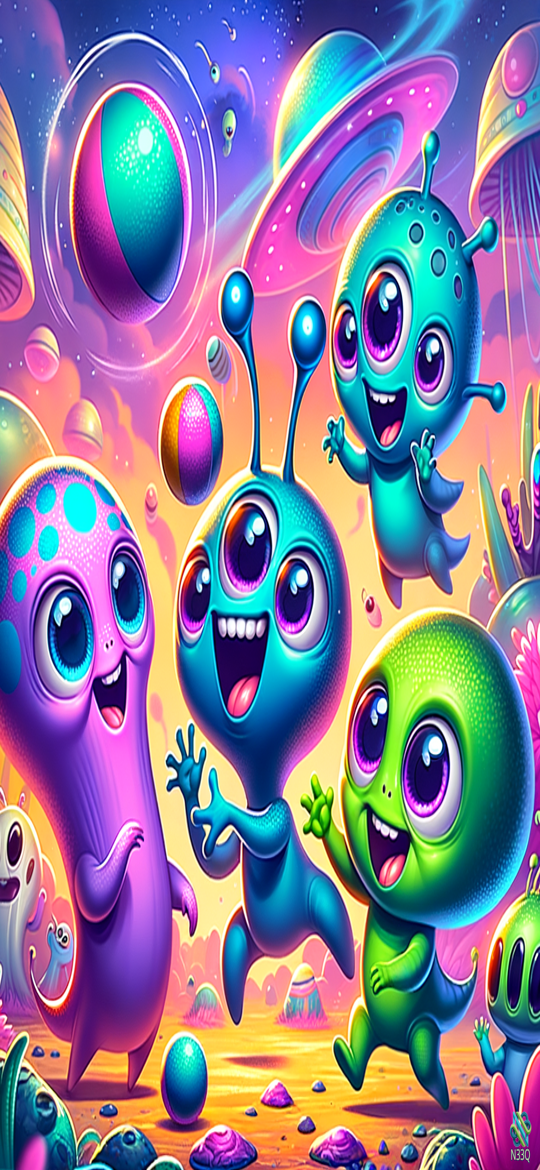 Joyful Aliens Dancing on Alien Planet