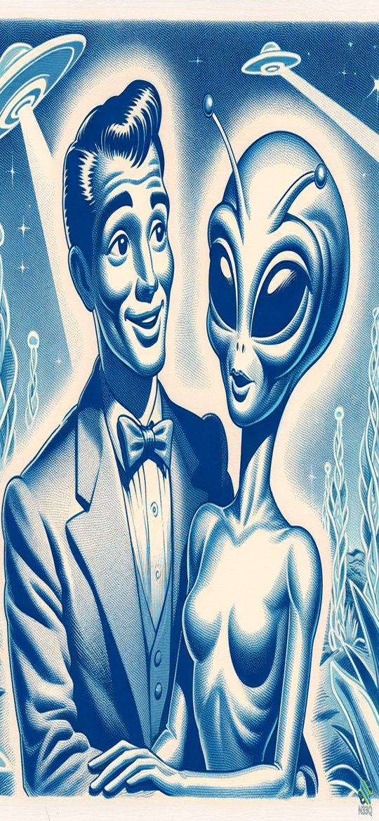 Man in Tuxedo with Female Alien