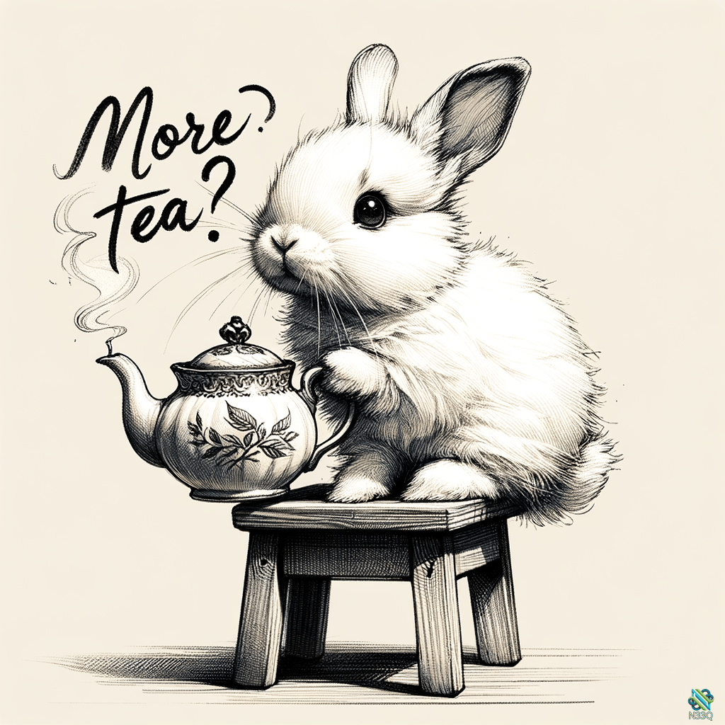 White Rabbit with Teapot on Stool