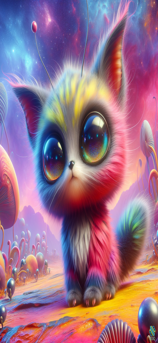 Rainbow Fluffy Kitten on Alien Planet