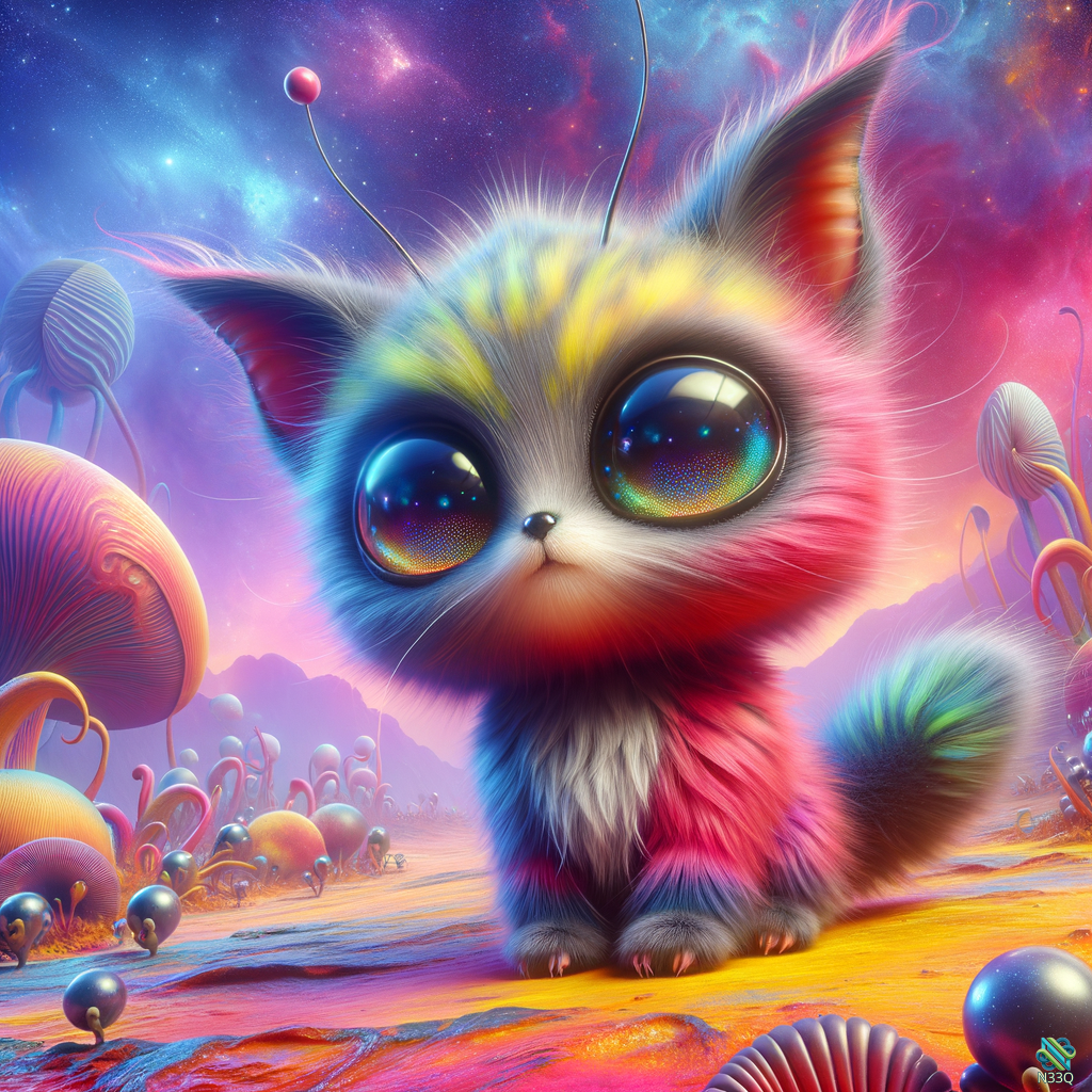 Rainbow Fluffy Kitten on Alien Planet