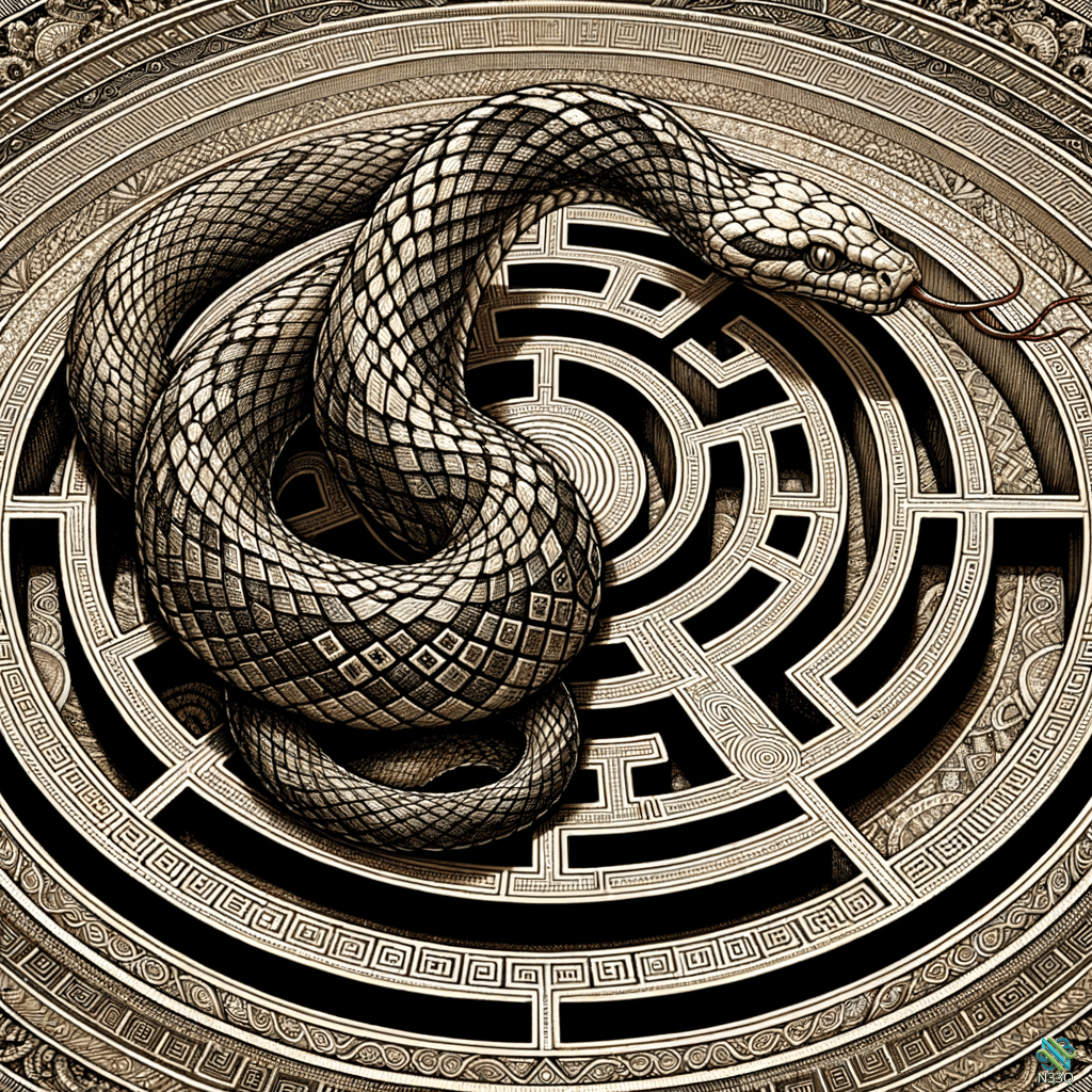 Serpent Coiled in Circular Maze