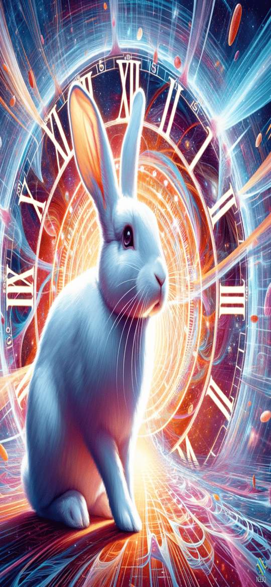 White Rabbit Before Cosmic Clock Vortex