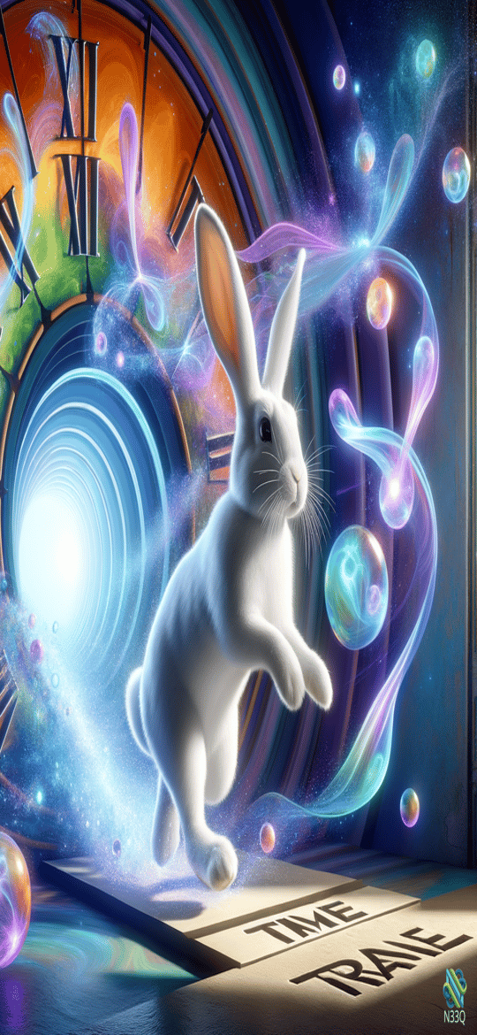 White Rabbit Leaping Through Time Portal
