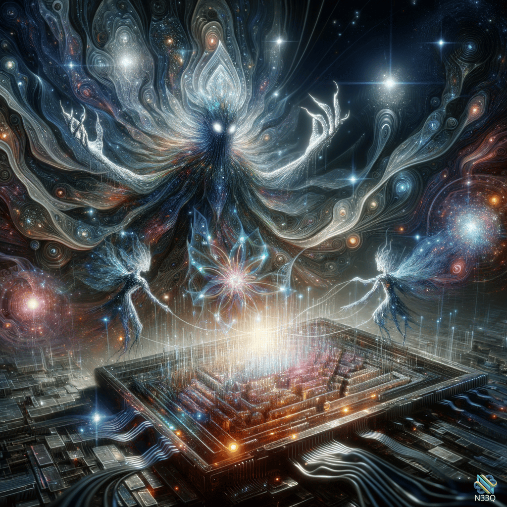 Celestial Entity Over Cosmic City Maze