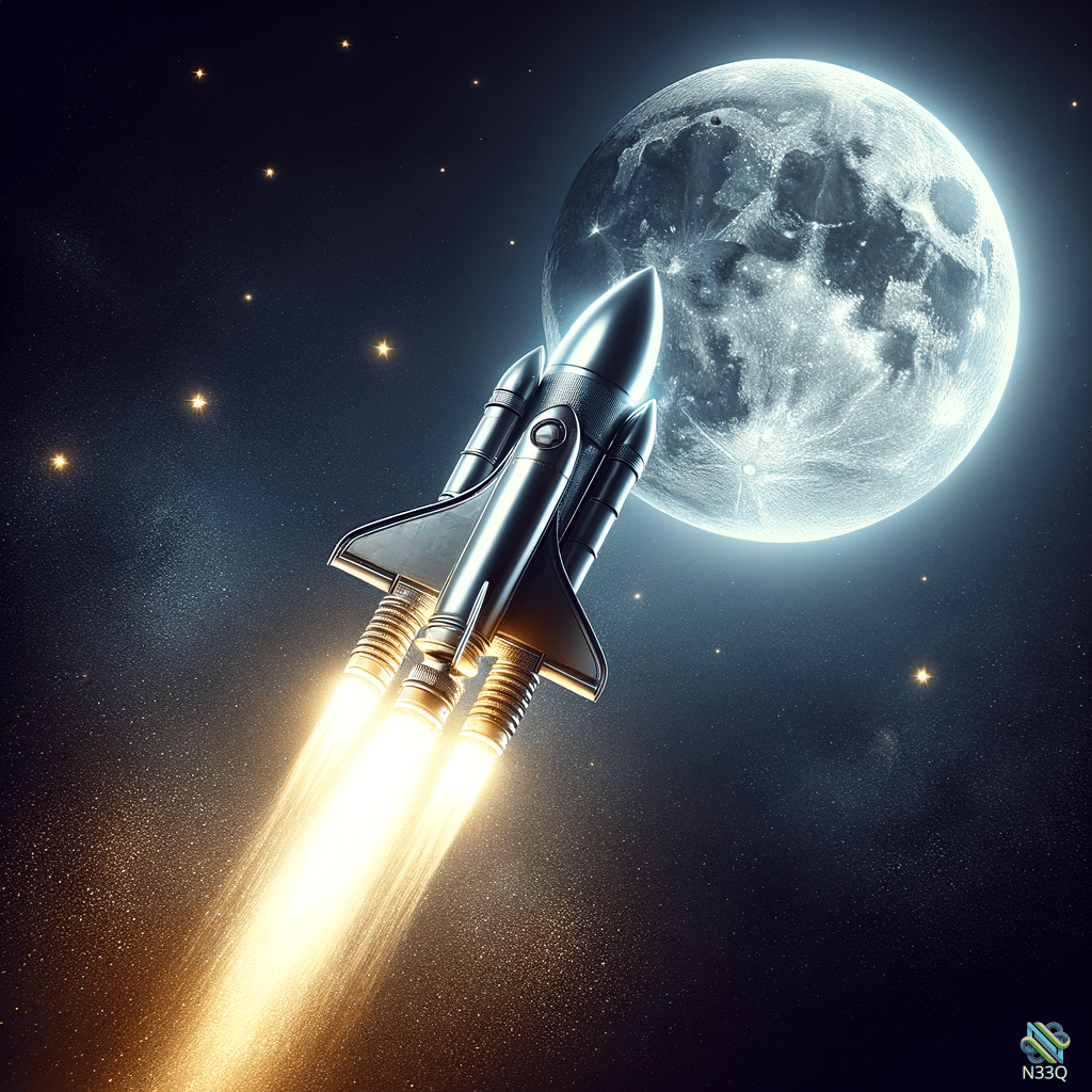 Space Shuttle Launching Toward the Moon