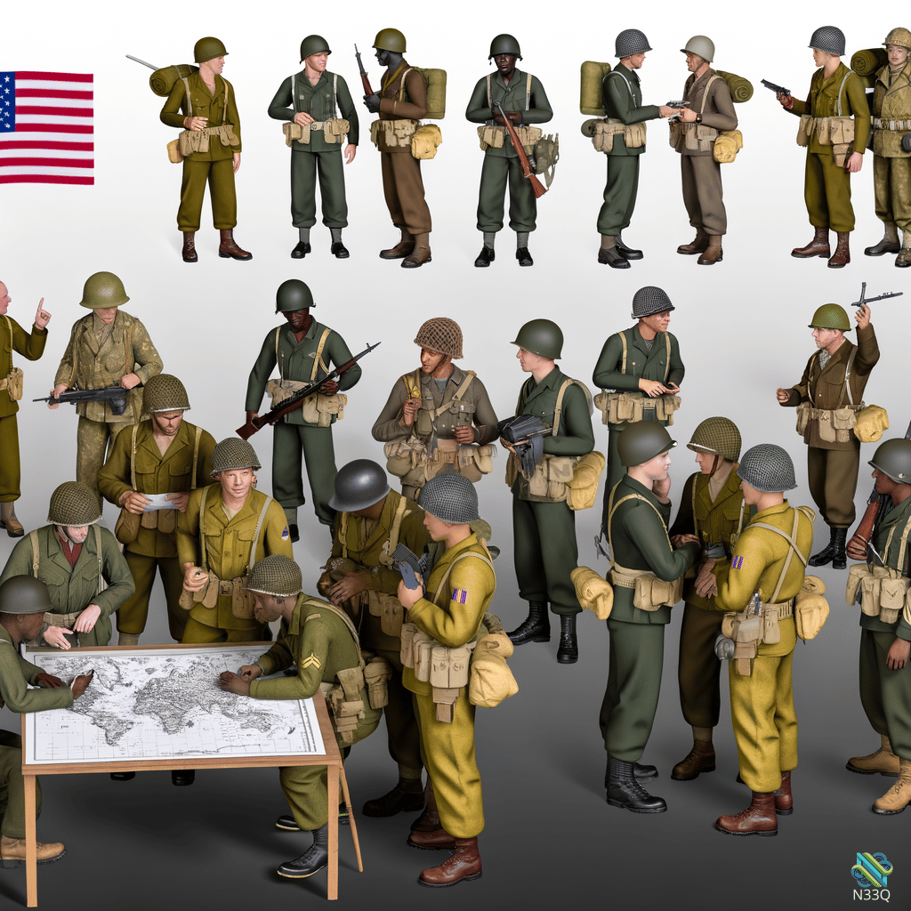 WWII Soldiers Planning Around Map Table