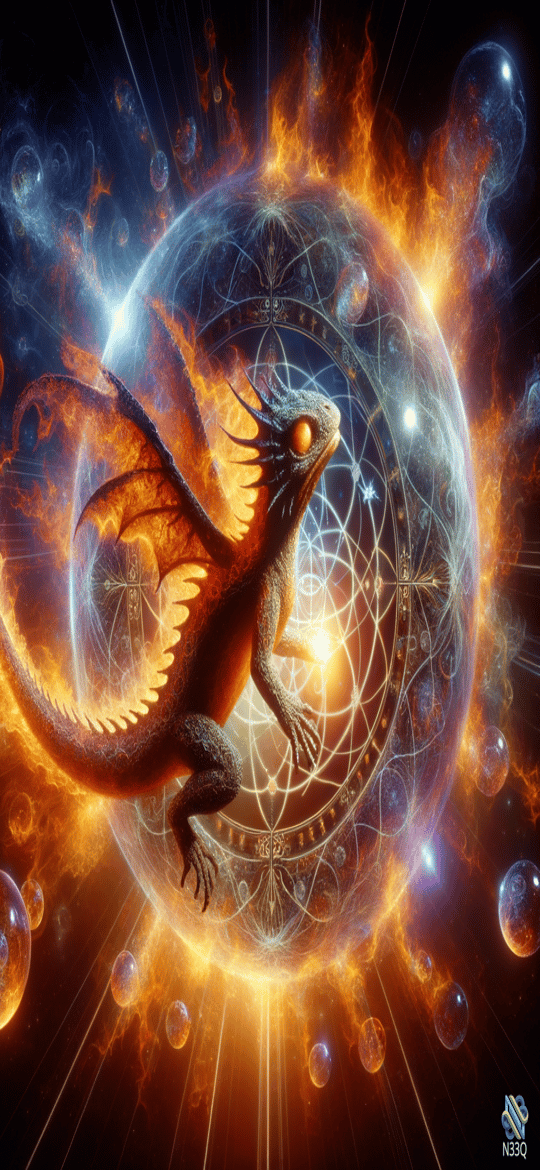 Fiery Dragon and Sacred Geometry Orb