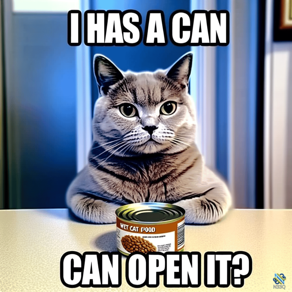 Gray Cat Wants Food Can Opened