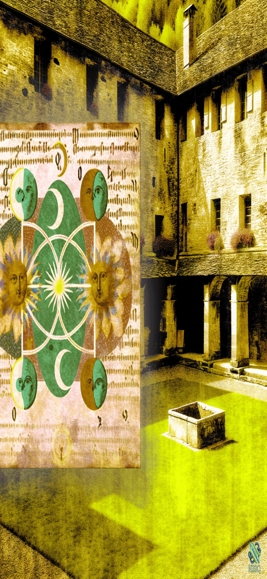 Alchemical Diagram Over Stone Courtyard