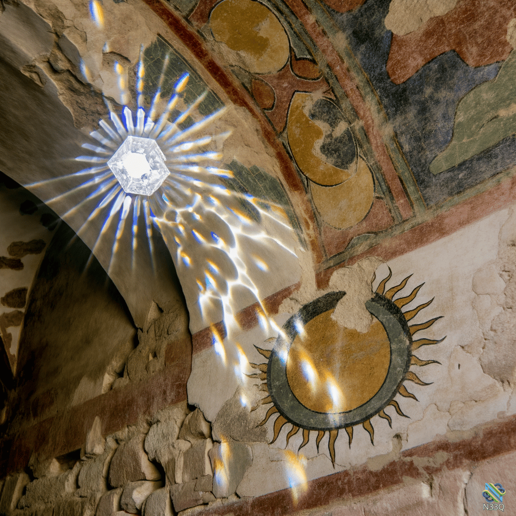 Crystal Light in Ancient Fresco Ruins