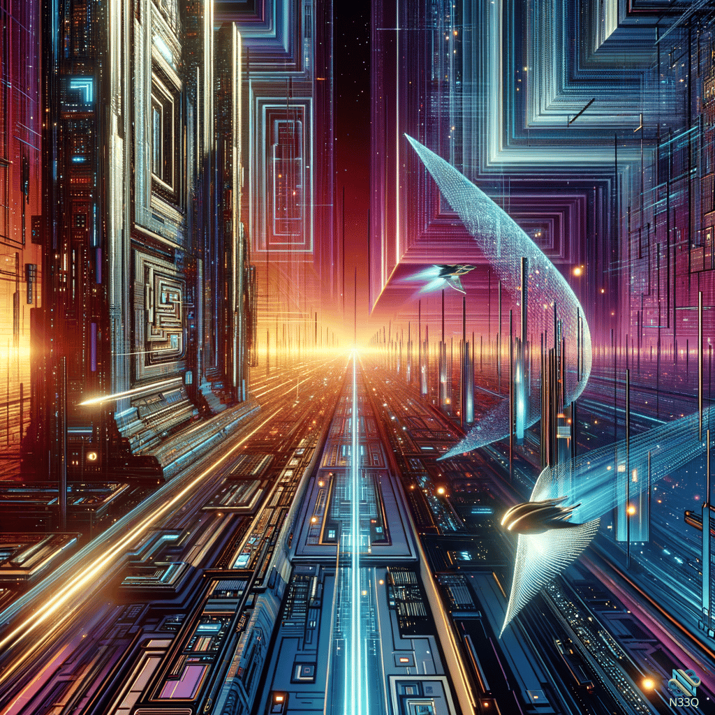 Neon Cyberpunk City with Flying Ships