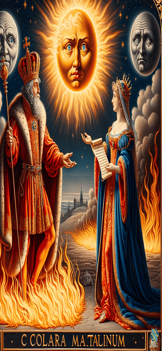 King and Queen Amid Celestial Flames
