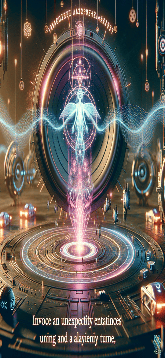 Luminous Angel in Neon Futuristic Portal