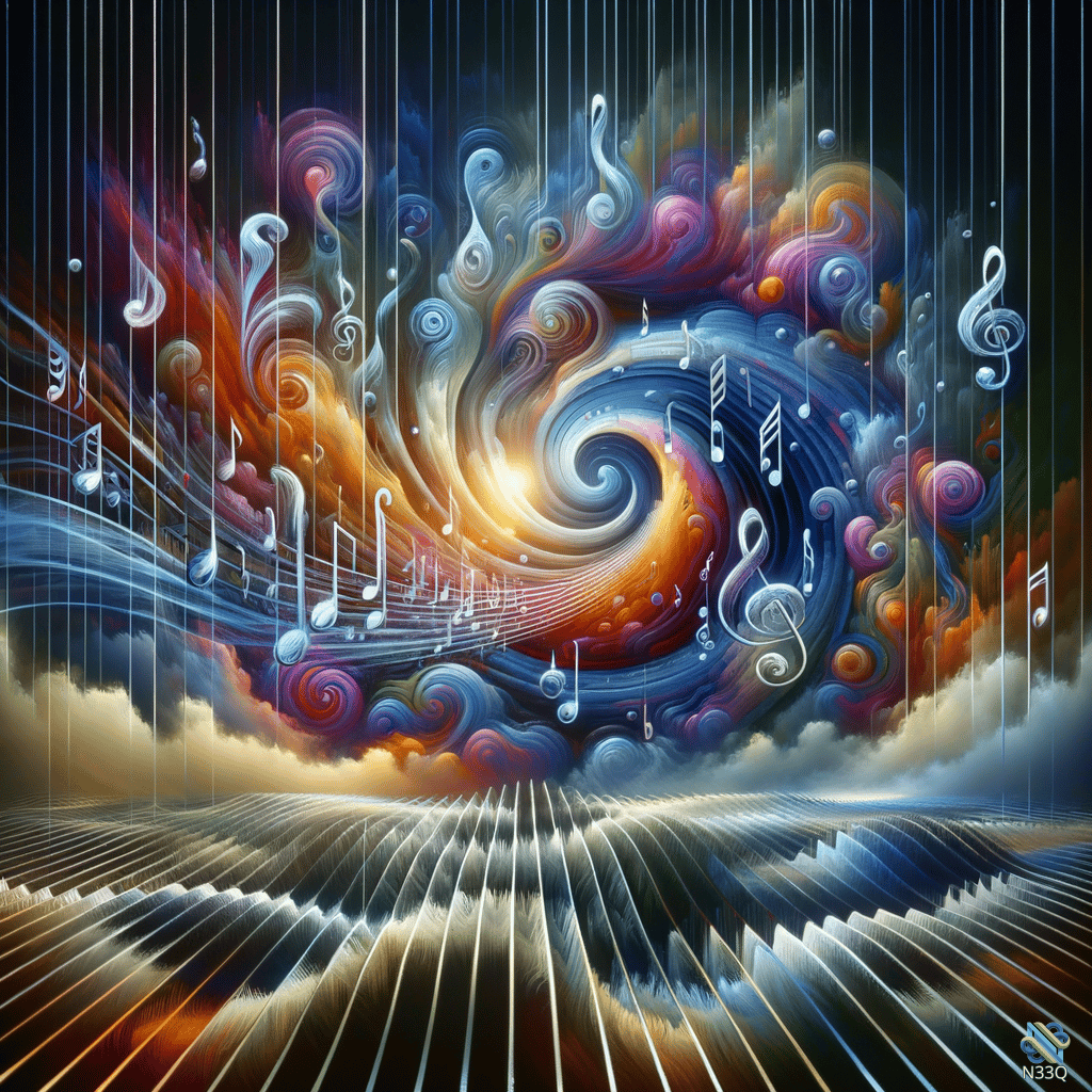 Swirling Musical Notes Vortex in Color