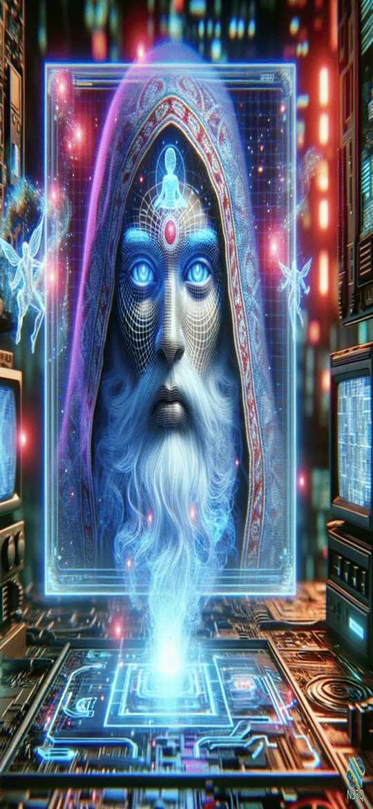 Neon Cyberpunk Mystic in Digital Frame