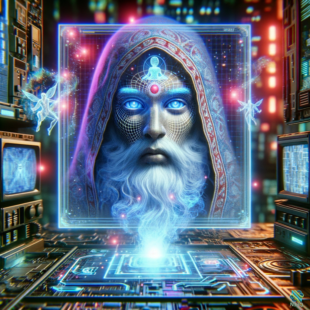 Neon Cyberpunk Mystic in Digital Frame