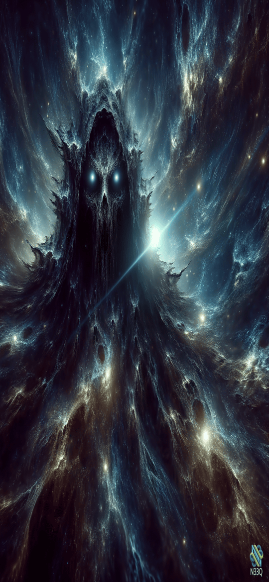 Hooded Skull in Cosmic Nebula