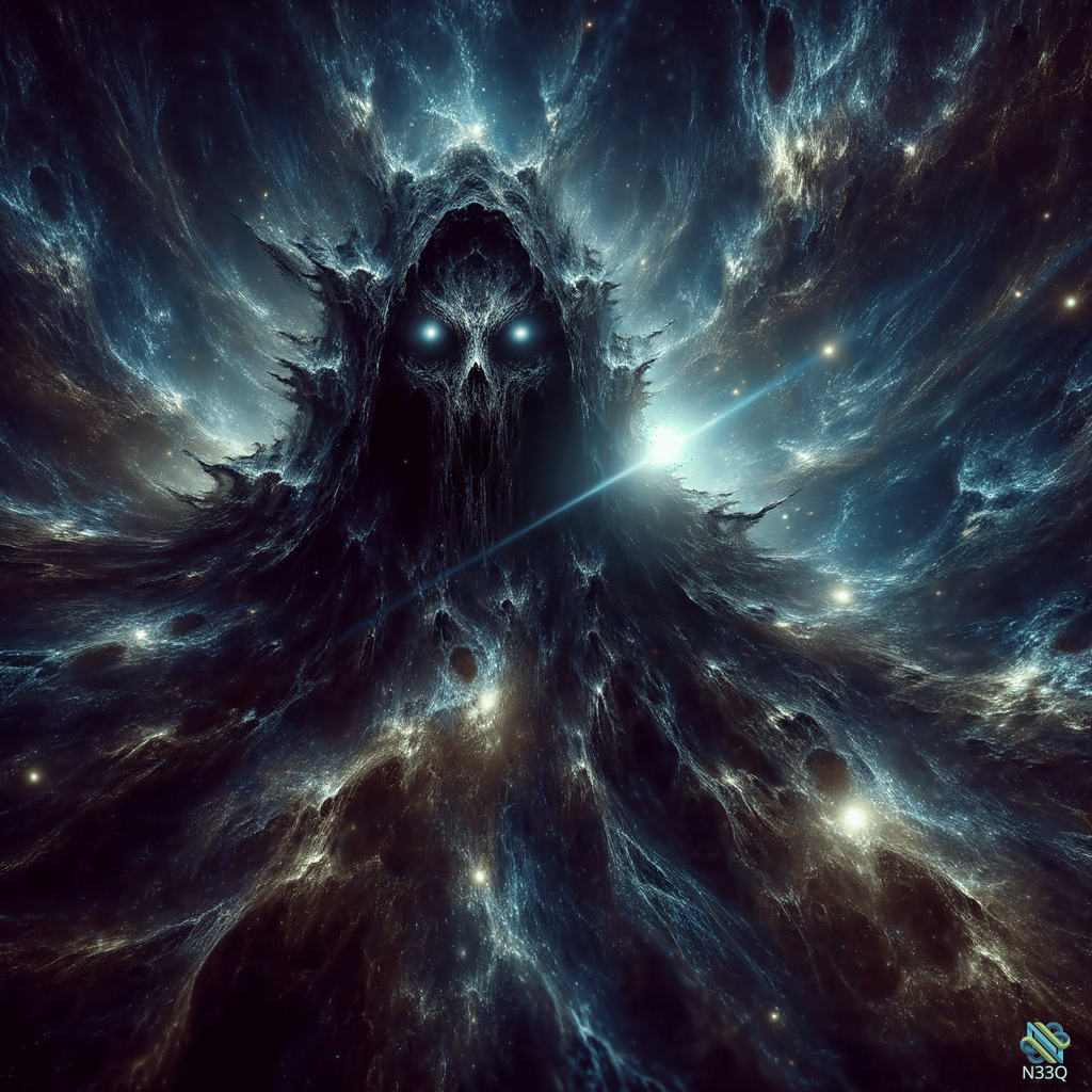 Hooded Skull in Cosmic Nebula