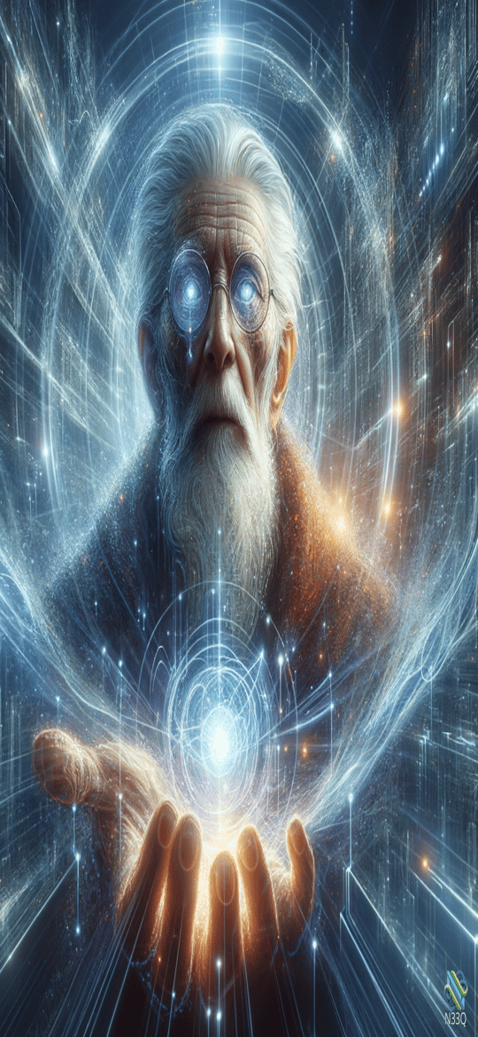 Elderly Sage Holding Cosmic Energy Orb