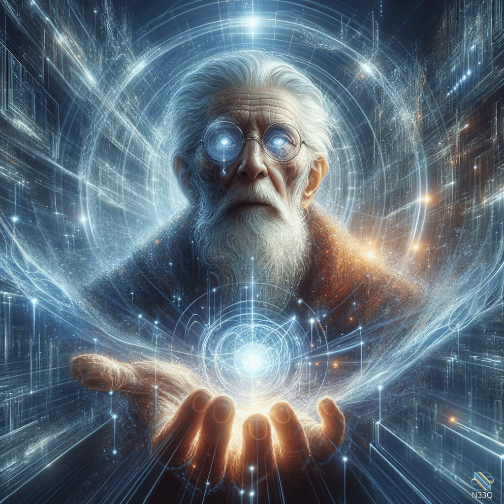 Elderly Sage Holding Cosmic Energy Orb