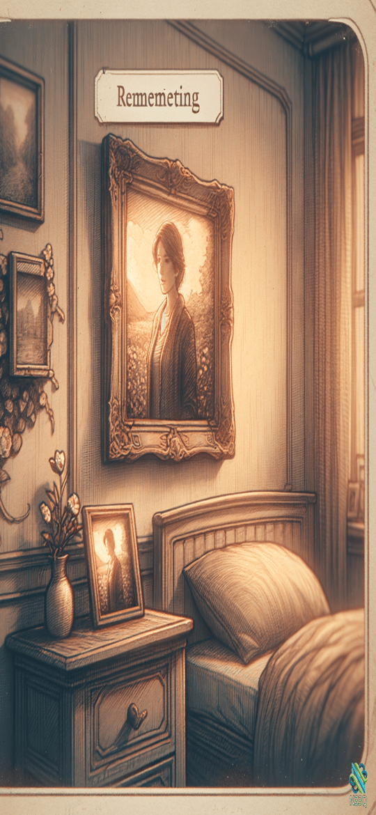 Vintage Bedroom with Woman's Portrait