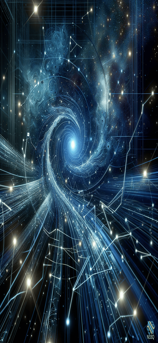 Blue Spiral Cosmic Vortex with Light Trails