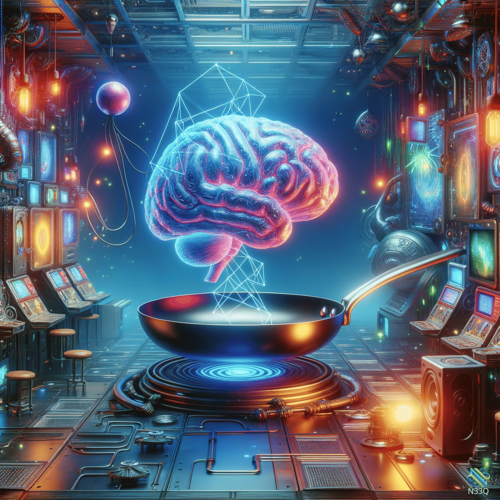 Glowing Brain Hovering Over Frying Pan