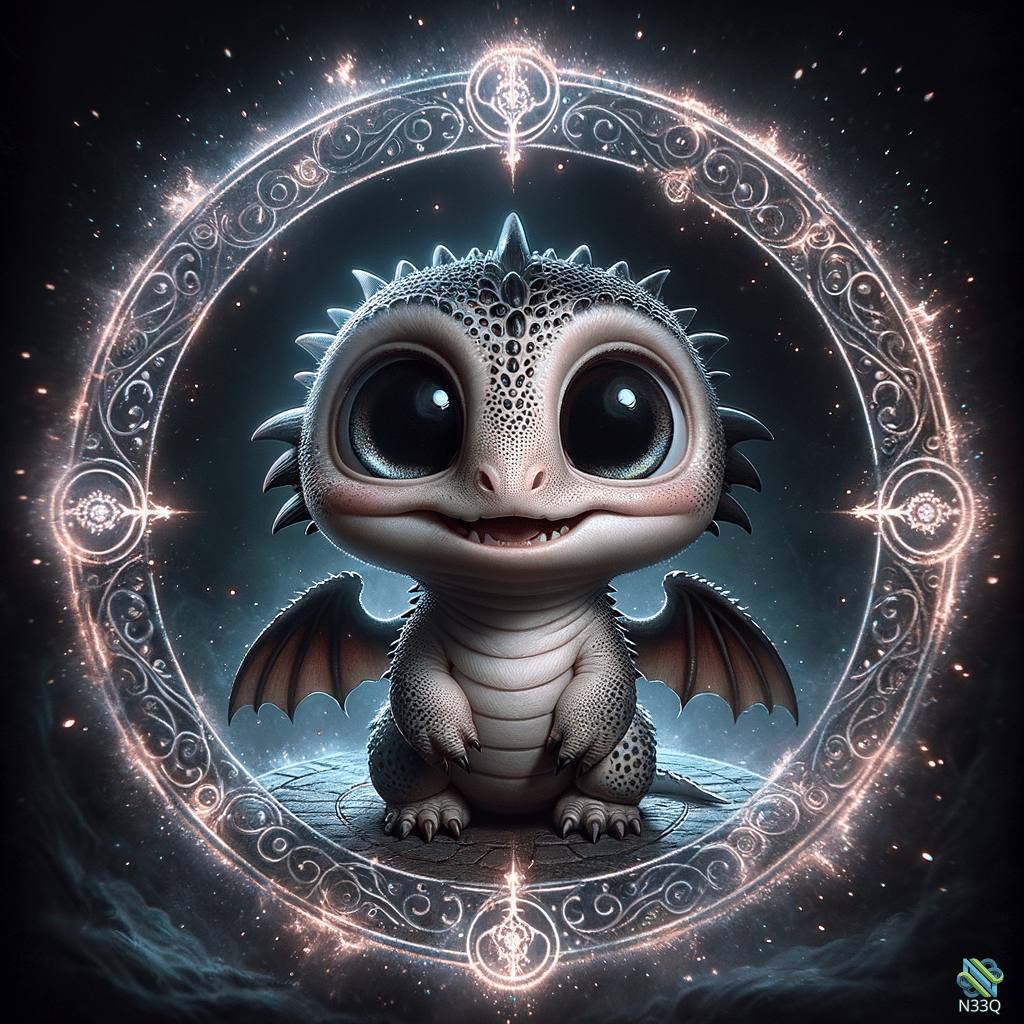 Baby Dragon in Glowing Rune Circle