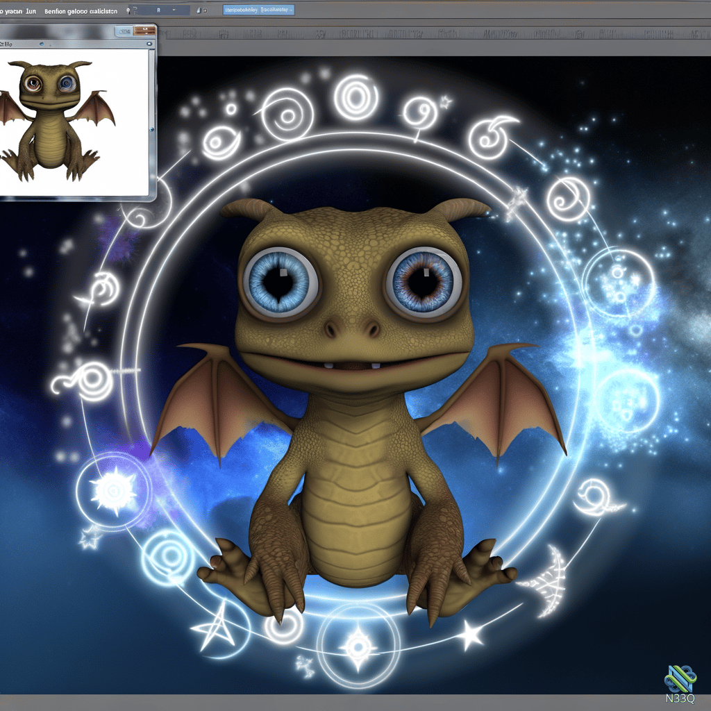 Cute Dragonling in Glowing Rune Circle