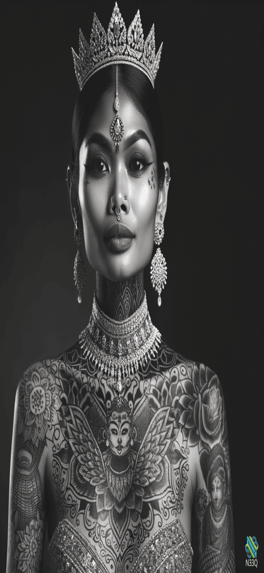 Tattooed Queen with Jeweled Crown
