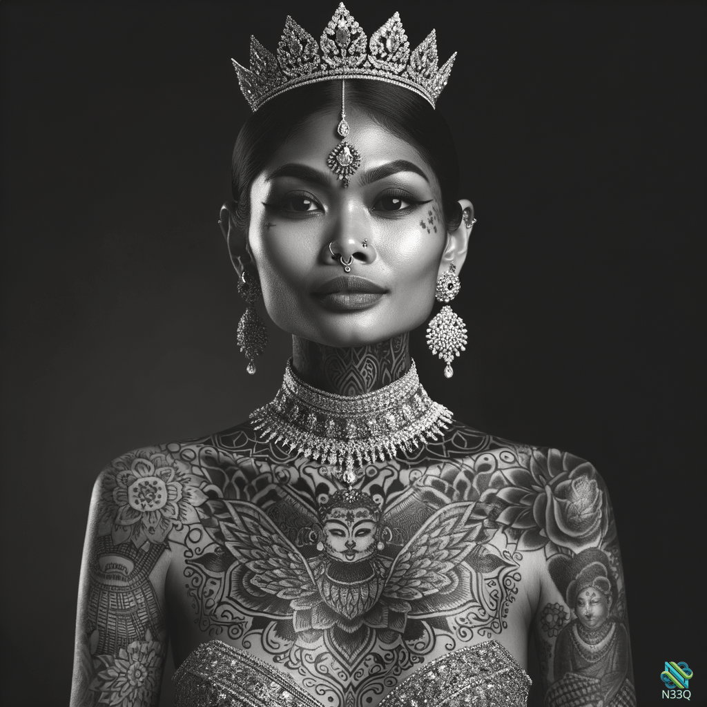 Tattooed Queen with Jeweled Crown
