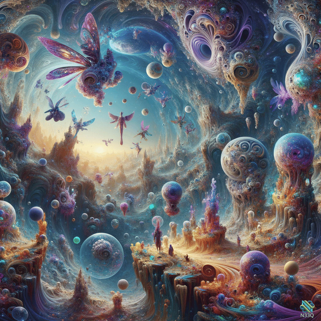 Fantasy Realm with Fairies and Floating Orbs